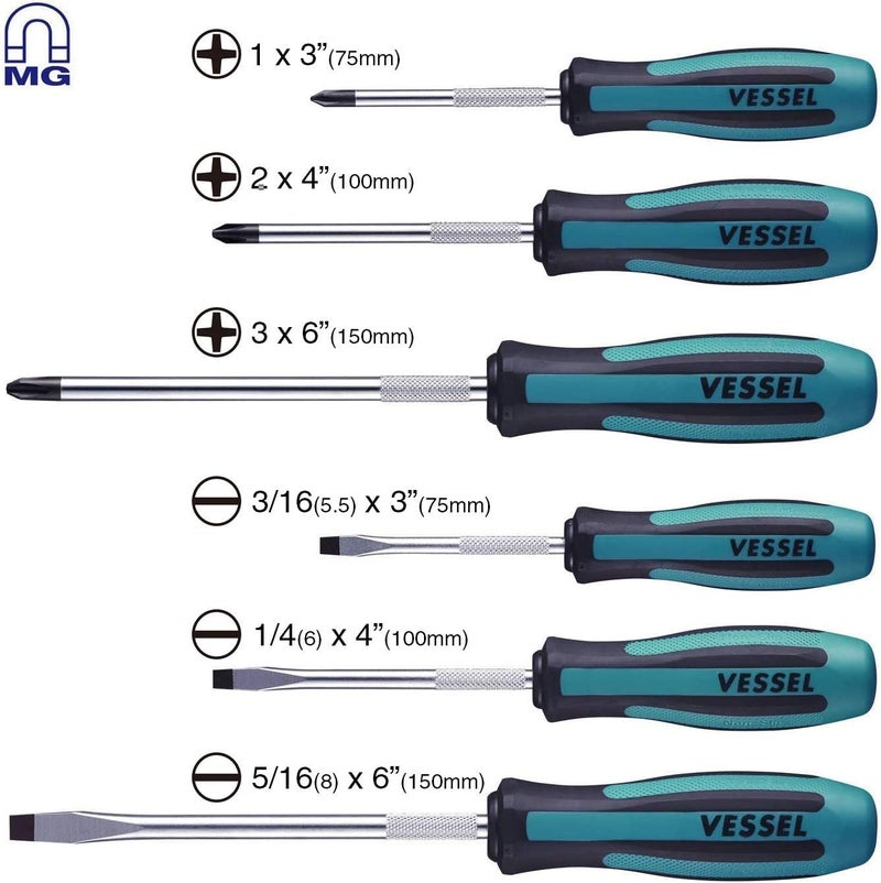 VESSEL MEGADORA Screwdriver Set 6pcs. 9006PB (Paper Box) - Image 2